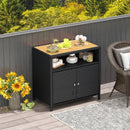 Rattan Storage Cabinet with Acacia Wood Countertop for Poolside Deck and Patio by LJGDeals