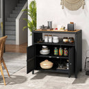 Rattan Storage Cabinet with Acacia Wood Countertop for Poolside Deck and Patio by LJGDeals