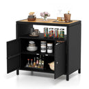 Rattan Storage Cabinet with Acacia Wood Countertop for Poolside Deck and Patio by LJGDeals