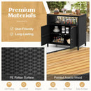 Rattan Storage Cabinet with Acacia Wood Countertop for Poolside Deck and Patio by LJGDeals