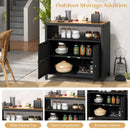 Rattan Storage Cabinet with Acacia Wood Countertop for Poolside Deck and Patio by LJGDeals