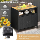 Rattan Storage Cabinet with Acacia Wood Countertop for Poolside Deck and Patio by LJGDeals