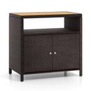 Rattan Storage Cabinet with Acacia Wood Countertop for Poolside Deck and Patio by LJGDeals