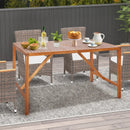 67 Inch Patio Rectangle Acacia Wood Dining Table with Umbrella Hole by LJGDeals