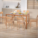 67 Inch Patio Rectangle Acacia Wood Dining Table with Umbrella Hole by LJGDeals