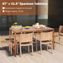 67 Inch Patio Rectangle Acacia Wood Dining Table with Umbrella Hole by LJGDeals