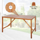 67 Inch Patio Rectangle Acacia Wood Dining Table with Umbrella Hole by LJGDeals