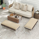 43 Inch Patio Rectangle Ottoman with Metal Legs and Seat Cushion-Beige by LJGDeals