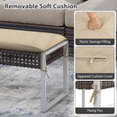 43 Inch Patio Rectangle Ottoman with Metal Legs and Seat Cushion-Beige
