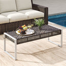 43 Inch Patio Rectangle Ottoman Pack of 2 with Metal Legs and Seat Cushion-Beige