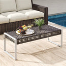 43 Inch Patio Rectangle Ottoman Pack of 2 with Metal Legs and Seat Cushion-Beige by LJGDeals