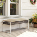 43 Inch Patio Rectangle Ottoman Pack of 2 with Metal Legs and Seat Cushion-Beige by LJGDeals
