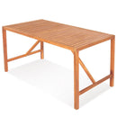 55 Inch Patio Rectangular Acacia Wood Dining Table with Umbrella Hole by LJGDeals