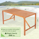 55 Inch Patio Rectangular Acacia Wood Dining Table with Umbrella Hole by LJGDeals
