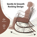 Heavy-Duty Patio Rocking Chair with Ergonomic Backrest and Armrests-Red by LJGDeals