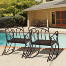 Heavy-Duty Patio Rocking Chair with Ergonomic Backrest and Armrests-Red by LJGDeals