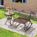 Heavy-Duty Patio Rocking Chair with Ergonomic Backrest and Armrests-Red by LJGDeals