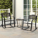 Patio Rocking Chair with Footrest and Curved Armrests-Brown by LJGDeals