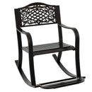 Patio Rocking Chair with Footrest and Curved Armrests-Brown by LJGDeals