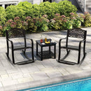 Patio Rocking Chair with Footrest and Curved Armrests-Brown by LJGDeals