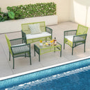 4 Piece Patio Round Wicker Conversation Set by LJGDeals