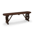 Patio Rustic Wood Bench with Wagon Wheel Base by LJGDeals