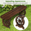 Patio Rustic Wood Bench with Wagon Wheel Base by LJGDeals