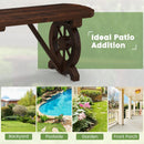 Patio Rustic Wood Bench with Wagon Wheel Base by LJGDeals