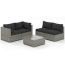 5-Piece Outdoor Patio Sectional Sofa Couch and Glass Coffee Table with Cushions by LJGDeals