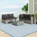 5-Piece Outdoor Patio Sectional Sofa Couch and Glass Coffee Table with Cushions by LJGDeals