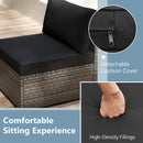 5-Piece Outdoor Patio Sectional Sofa Couch and Glass Coffee Table with Cushions by LJGDeals
