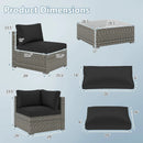 5-Piece Outdoor Patio Sectional Sofa Couch and Glass Coffee Table with Cushions by LJGDeals