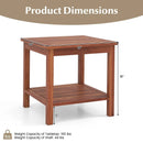 Double-Tier Acacia Wood Patio Side Table with Slatted Tabletop and Shelf by LJGDeals