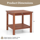 Set of 2 Double-Tier Acacia Wood Patio Side Table with Slatted Tabletop and Shelf by LJGDeals