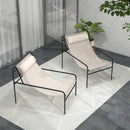 Patio Sling Lounge Chair with Removable Headrest Pillow and Metal Frame-Beige by DirectDeals