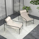 Patio Sling Lounge Chair with Removable Headrest Pillow and Metal Frame-Beige by LJGDeals