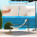 Patio Sling Lounge Chair with Removable Headrest Pillow and Metal Frame-Beige by LJGDeals