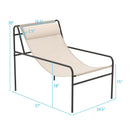 Patio Sling Lounge Chair with Removable Headrest Pillow and Metal Frame-Beige by LJGDeals