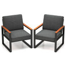 Patio Aluminum Sofa Modern Armchairs Set of 2 for Balcony-Grey by LJGDeals