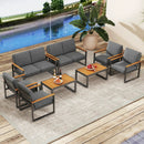 Patio Aluminum Sofa Modern Armchairs Set of 2 for Balcony-Grey by LJGDeals