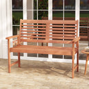 Patio Solid Wood Loveseat Outdoor 2-Seat Bench with Inclined Backrest and Slatted Seat by LJGDeals