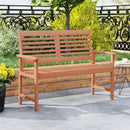 Patio Solid Wood Loveseat Outdoor 2-Seat Bench with Inclined Backrest and Slatted Seat by LJGDeals