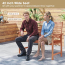 Patio Solid Wood Loveseat Outdoor 2-Seat Bench with Inclined Backrest and Slatted Seat by LJGDeals