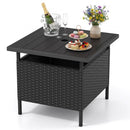 Patio Square Wicker Side Table with Umbrella Hole for Yard Garden Poolside by LJGDeals