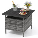 Patio Square Wicker Side Table with Umbrella Hole for Yard Garden Poolside by LJGDeals