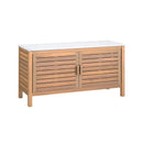Patio Storage Cabinet 2-Door Acacia Wood Storage Container with Faux Marble Top by DirectDeals