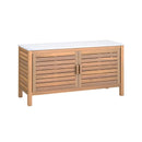 Patio Storage Cabinet 2-Door Acacia Wood Storage Container with Faux Marble Top by LJGDeals