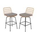 Patio Swivel Barstools Set of 2 with Soft Seat Cushions-Gray by LJGDeals