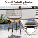 Patio Swivel Barstools Set of 2 with Soft Seat Cushions-Gray by LJGDeals