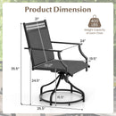Patio Swivel Dining Chairs Set of 2 with Heavy-duty Metal Frame and Armrests